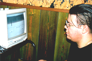 Joonas at computer